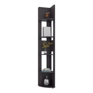 English Elm Wenge Five Tier Corner Bookcase Slim Vertical Storage for Office or Living Room B062P587961