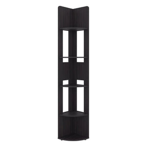 English Elm Wenge Five Tier Corner Bookcase Slim Vertical Storage for Office or Living Room B062P587961