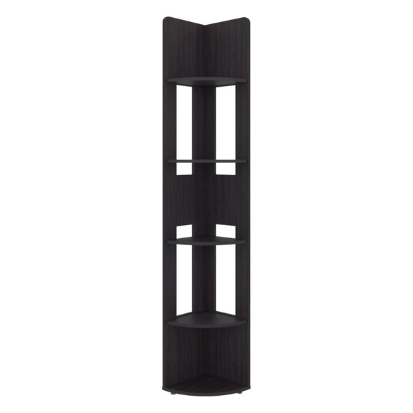 English Elm Wenge Five Tier Corner Bookcase Slim Vertical Storage for Office or Living Room B062P587961