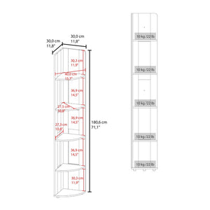 English Elm Wenge Five Tier Corner Bookcase Slim Vertical Storage for Office or Living Room B062P587961