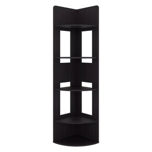 English Elm Wenge Corner Bookcase Five Open Tiers Slim Vertical Storage for Modern Interiors B062P587964