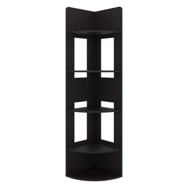 English Elm Wenge Corner Bookcase Five Open Tiers Slim Vertical Storage for Modern Interiors B062P587964