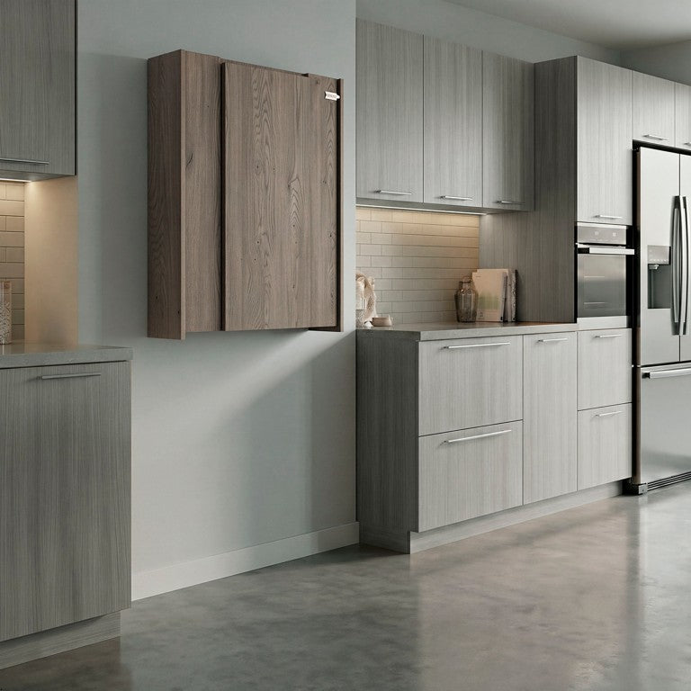 English Elm Cannoli Floating Wall Bar Cabinet with Fold Down Serving Counter for Small Spaces B062P587982