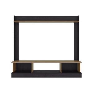 English Elm Wenge Two-Tone Oak Tall Media Console with Open Shelves and Hidden Cabinet Storage B062P587985