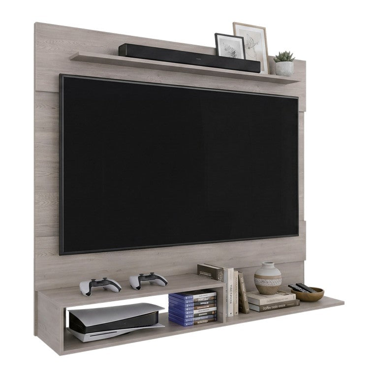 English Elm Cannoli Floating TV Stand with Open Media Storage for Modern Living Rooms B062P587987