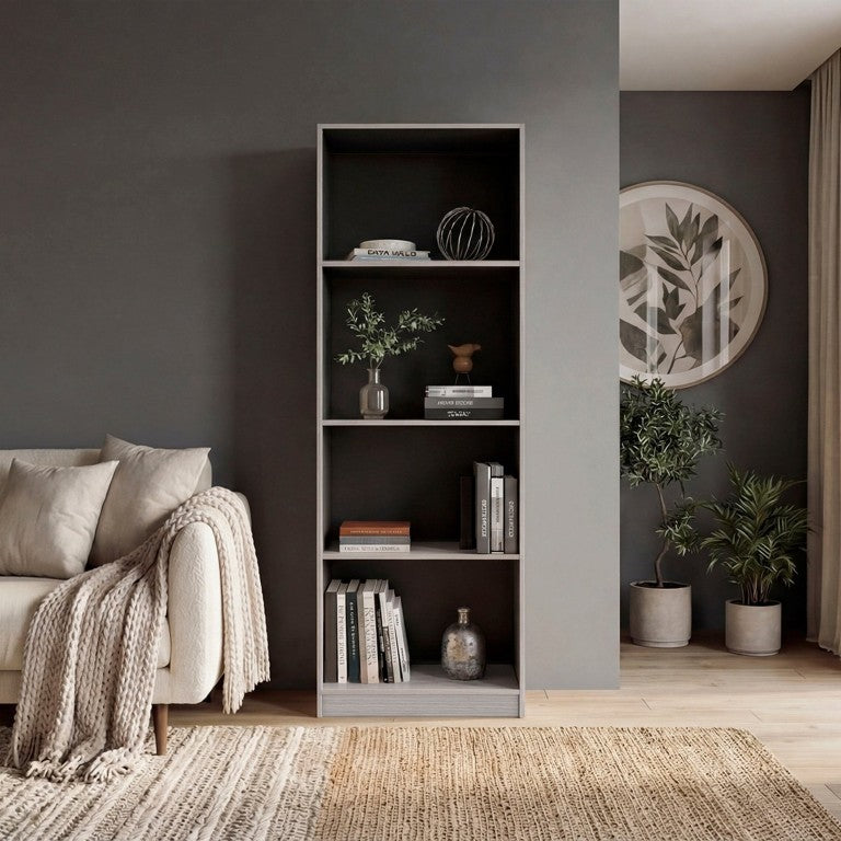 English Elm Wenge Two Tone Tall Bookcase Four Open Shelves for Modern Home Office or Bedroom B062P599355
