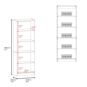 English Elm Wenge Two-Tone Five Tier Tall Bookcase for Home Office Living Room Entryway B062P599356