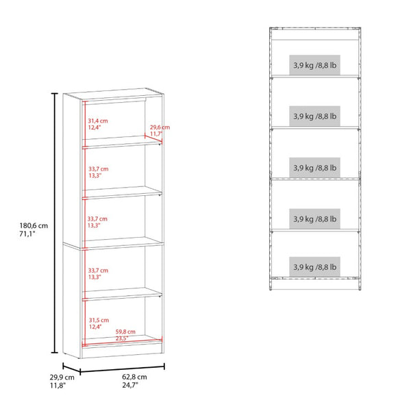 English Elm Wenge Two-Tone Five Tier Tall Bookcase for Home Office Living Room Entryway B062P599356
