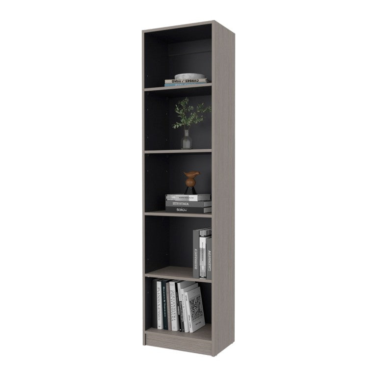 English Elm Wenge Two-Tone Five Shelf Tall Bookcase for Home Office Bedroom or Living Space B062P599357