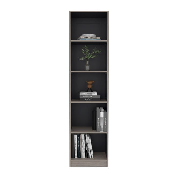 English Elm Wenge Two-Tone Five Shelf Tall Bookcase for Home Office Bedroom or Living Space B062P599357