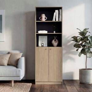 English Elm Wenge Two-Tone Tall Bookcase with Cabinet Storage for Office or Living Room B062P599359