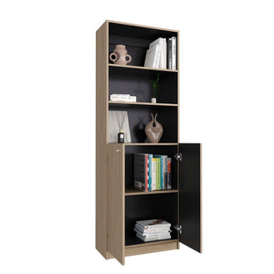 English Elm Wenge Two-Tone Tall Bookcase with Cabinet Storage for Office or Living Room B062P599359