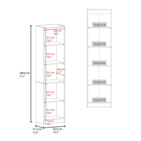 English Elm Wenge Two-Tone Slim Tower Cabinet with Five Shelves for Modern Minimalist Spaces B062P599360