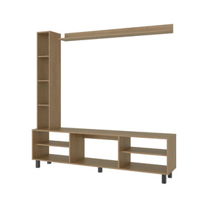 English Elm Natural Oak Nine Shelf Tall Media Tower for Modern and Scandinavian Living Rooms B062P599372
