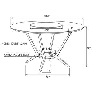 English Elm Anchor Round Dining Table High Gloss White Mdf Top with Chrome Sculptural Base B062S01879