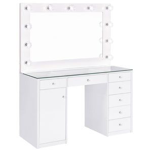 English Elm Fern Hollywood Glam Lighted Mirror Vanity with Seven Drawers for Teen Bedrooms B062S01880
