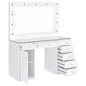 English Elm Fern Hollywood Glam Lighted Mirror Vanity with Seven Drawers for Teen Bedrooms B062S01880