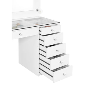 English Elm Fern Hollywood Glam Lighted Mirror Vanity with Seven Drawers for Teen Bedrooms B062S01880
