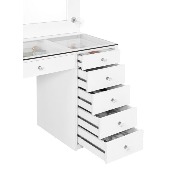 English Elm Fern Hollywood Glam Lighted Mirror Vanity with Seven Drawers for Teen Bedrooms B062S01880