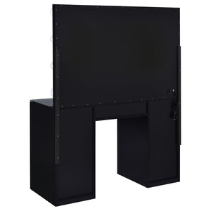 English Elm Fern Hollywood Glam Vanity Set with Globe Mirror Seven Drawers Glass Top B062S01881