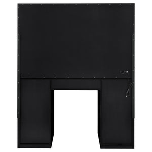English Elm Fern Hollywood Glam Vanity Set with Globe Mirror Seven Drawers Glass Top B062S01881