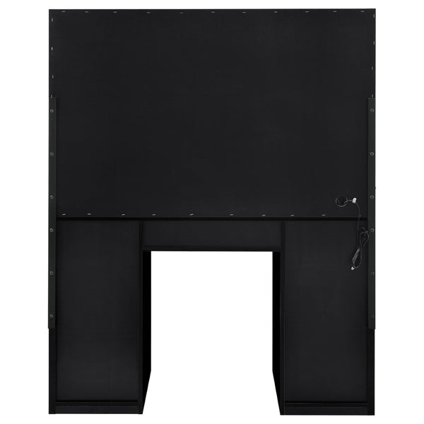 English Elm Fern Hollywood Glam Vanity Set with Globe Mirror Seven Drawers Glass Top B062S01881