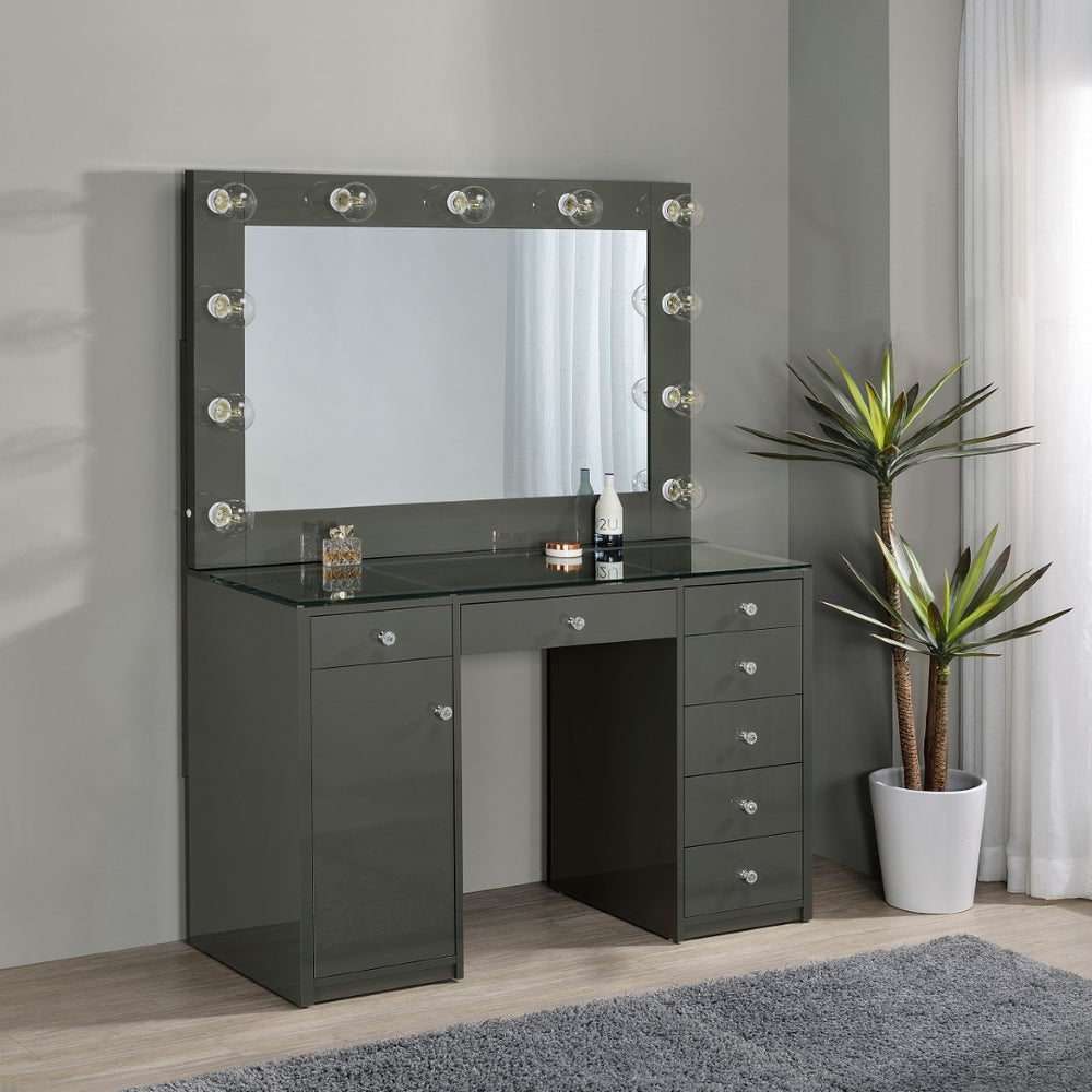 English Elm Fern Kids Hollywood Glam Vanity Set with Globe Lights and Seven Storage Drawers B062S01882