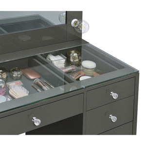 English Elm Fern Kids Hollywood Glam Vanity Set with Globe Lights and Seven Storage Drawers B062S01882