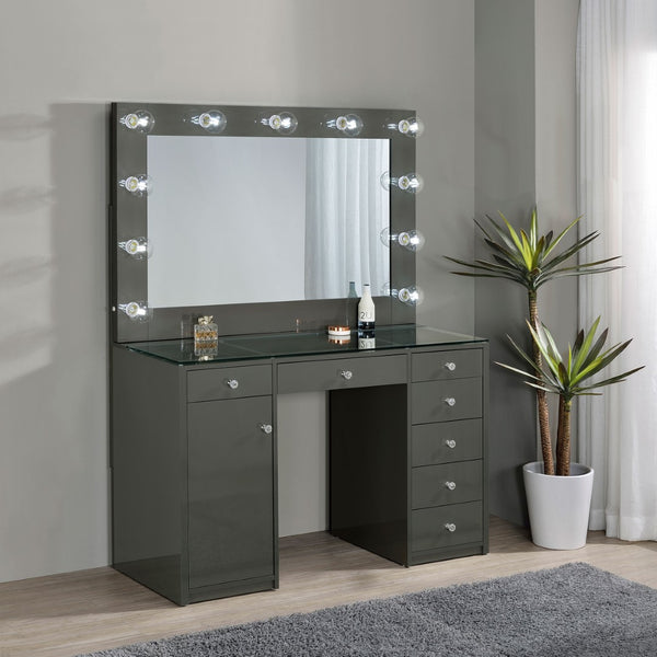 English Elm Fern Kids Hollywood Glam Vanity Set with Globe Lights and Seven Storage Drawers B062S01882
