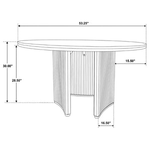 English Elm Dreydon Sculptural Tripod Pedestal Round Dining Table Seats Four in Ash Veneer B062S01883