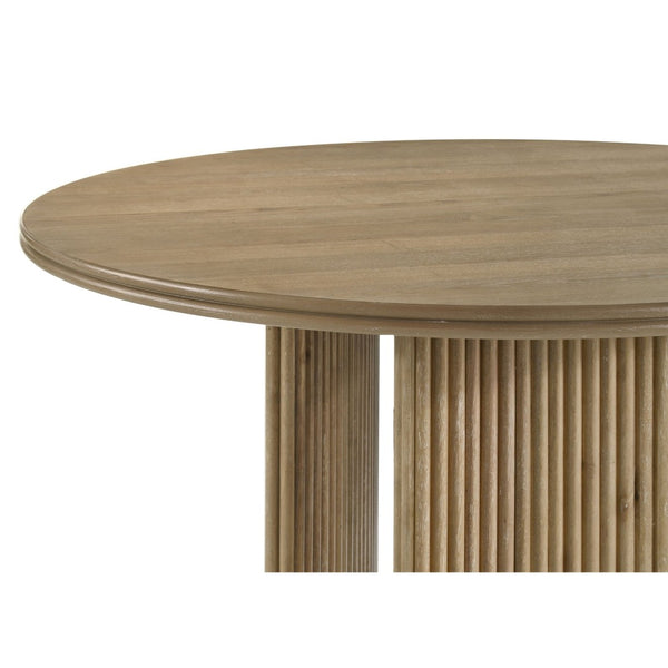 English Elm Dreydon Round Ash Veneer Dining Set with Tripod Pedestal and Upholstered Chairs B062S01884