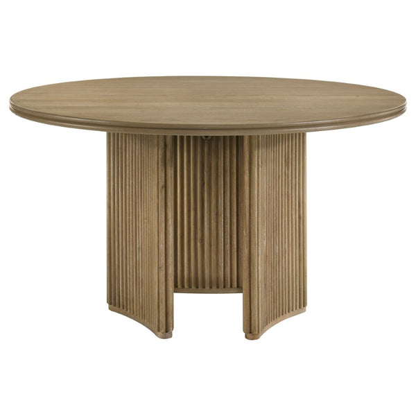 English Elm Dreydon Round Ash Veneer Dining Set with Tripod Pedestal and Upholstered Chairs B062S01884