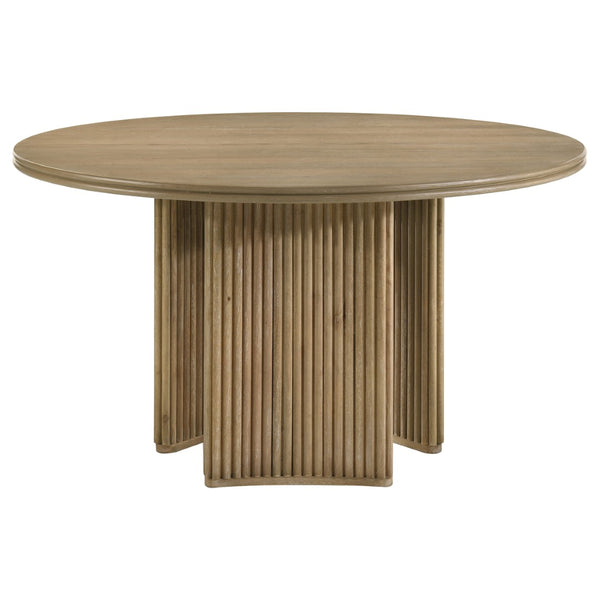 English Elm Dreydon Round Ash Veneer Dining Set with Tripod Pedestal and Upholstered Chairs B062S01884