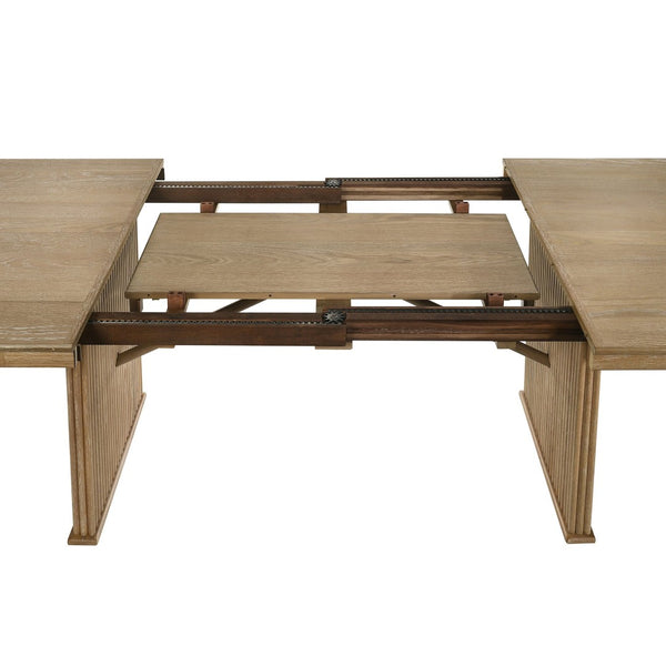 English Elm Dreydon Rustic Extendable Dining Table with Reeded Base and Distressed Wood Finish B062S01885