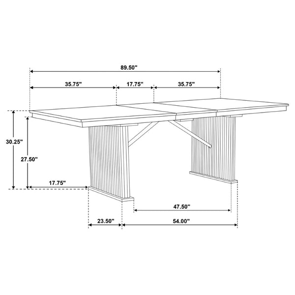 English Elm Dreydon Rustic Extendable Dining Table with Reeded Base and Distressed Wood Finish B062S01885