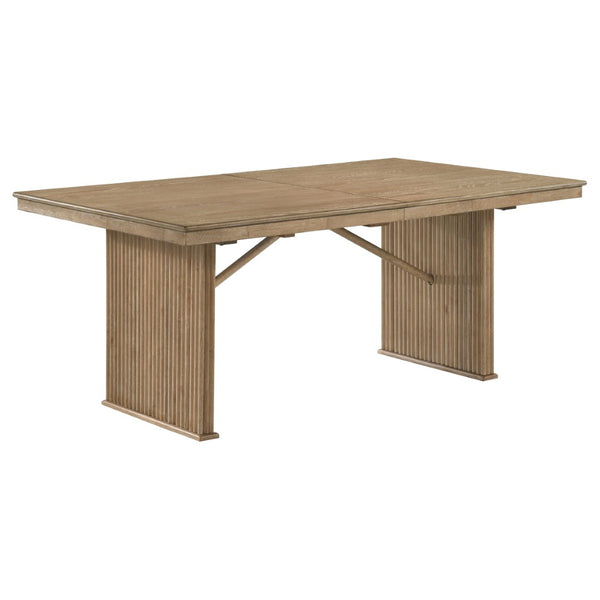English Elm Dreydon Rustic Extendable Dining Table with Reeded Base and Distressed Wood Finish B062S01885