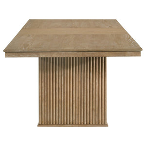 English Elm Dreydon Rustic Extendable Dining Table with Reeded Base and Distressed Wood Finish B062S01885
