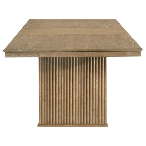 English Elm Dreydon Rustic Extendable Dining Table with Reeded Base and Distressed Wood Finish B062S01885