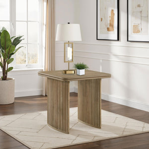 English Elm Dreydon Ash Veneer Square End Table with Reeded Pedestal Base for Living Room B062S01886