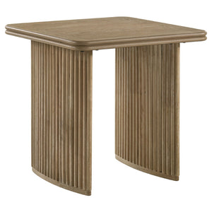 English Elm Dreydon Ash Veneer Square End Table with Reeded Pedestal Base for Living Room B062S01886