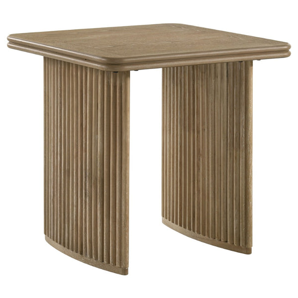 English Elm Dreydon Ash Veneer Square End Table with Reeded Pedestal Base for Living Room B062S01886