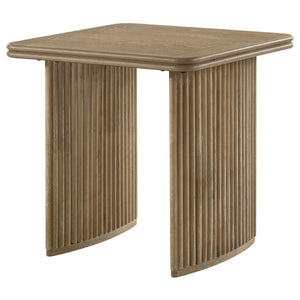 English Elm Dreydon Ash Veneer Square End Table with Reeded Pedestal Base for Living Room B062S01886