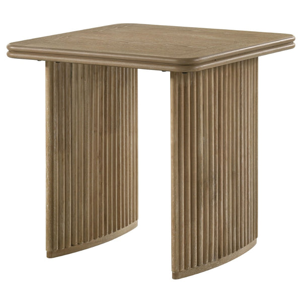 English Elm Dreydon Ash Veneer Square End Table with Reeded Pedestal Base for Living Room B062S01886