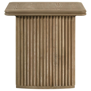 English Elm Dreydon Ash Veneer Square End Table with Reeded Pedestal Base for Living Room B062S01886