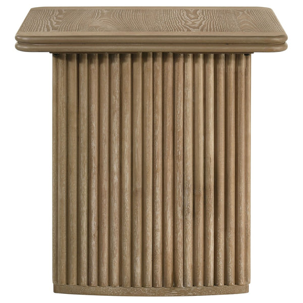English Elm Dreydon Ash Veneer Square End Table with Reeded Pedestal Base for Living Room B062S01886
