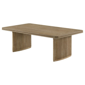 English Elm Dreydon Ash Veneer Rectangular Coffee Table with Reeded Pedestal Base for Living Rooms B062S01887