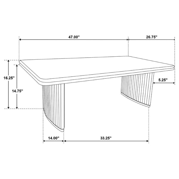 English Elm Dreydon Ash Veneer Rectangular Coffee Table with Reeded Pedestal Base for Living Rooms B062S01887