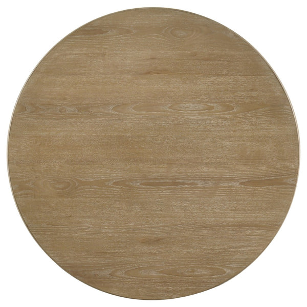 English Elm Dreydon Ash Veneer Round Coffee Table with Reeded Pedestal Base for Coastal Living Rooms B062S01890