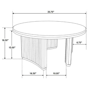 English Elm Dreydon Ash Veneer Round Coffee Table with Reeded Pedestal Base for Coastal Living Rooms B062S01890