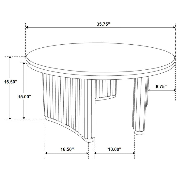 English Elm Dreydon Ash Veneer Round Coffee Table with Reeded Pedestal Base for Coastal Living Rooms B062S01890